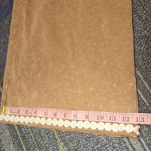 Umgee Peace Lace Applique Mineral Wash Wide Leg Pants-Size Large - Picture 5 of 16